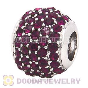 Platinum Plated European Amethyst Pave Lights Charm With Amethyst Crystal