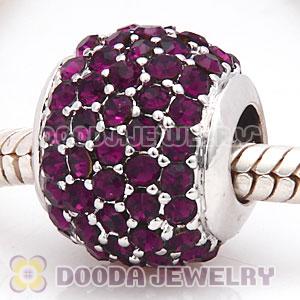 Platinum Plated European Amethyst Pave Lights Charm With Amethyst Crystal