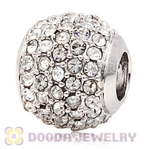 Platinum Plated European Clear Pave Lights Charm With Clear Crystal