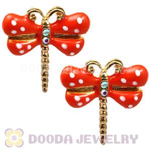 Fashion Gold Plated Enamel Dragonfly Stud Earrings Wholesale