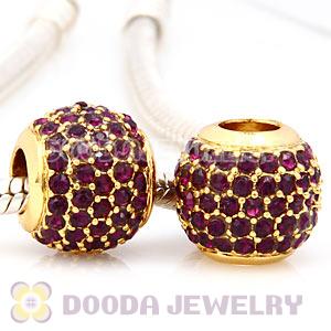 24 Karat Gold European Amethyst Pave Lights Charm With Amethyst Crystal