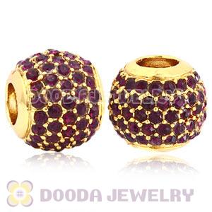 24 Karat Gold European Amethyst Pave Lights Charm With Amethyst Crystal