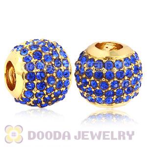 24 Karat Gold European Sapphire Pave Lights Charm With Sapphire Crystal