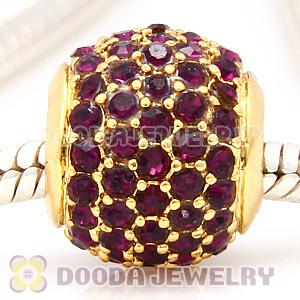 24 Karat Gold European Amethyst Pave Lights Charm With Amethyst Crystal