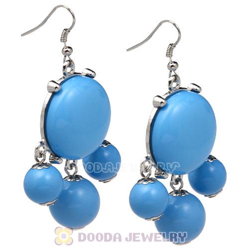 Fashion Silver Plated Drop Dark Sky Blue Bubble Earrings Resin Wholesale
