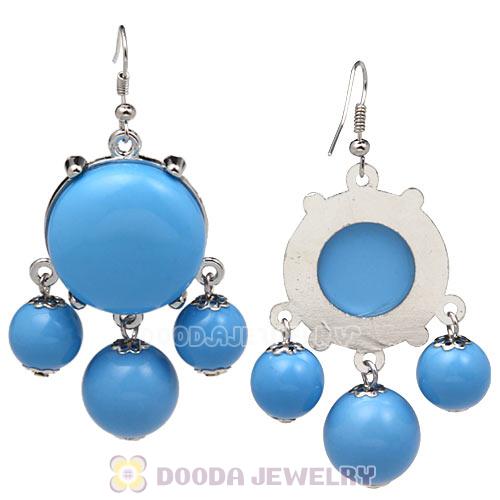 Fashion Silver Plated Drop Dark Sky Blue Bubble Earrings Resin Wholesale