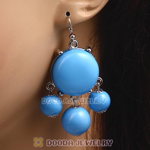 Fashion Silver Plated Drop Dark Sky Blue Bubble Earrings Resin Wholesale