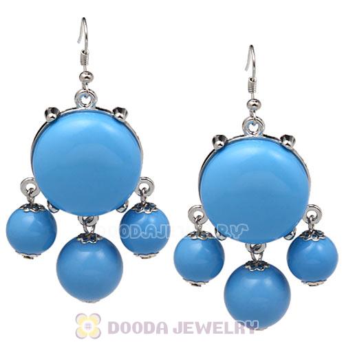 Fashion Silver Plated Drop Dark Sky Blue Bubble Earrings Wholesale