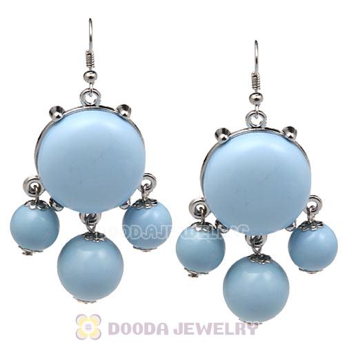 Fashion Silver Plated Drop Morning Sky Blue Bubble Earrings Wholesale