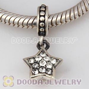 European Sterling Clear Pave Star Dangle With Clear Austrian Crystal