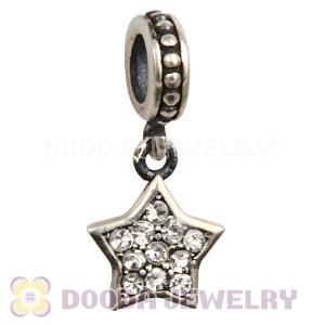 European Sterling Clear Pave Star Dangle With Clear Austrian Crystal