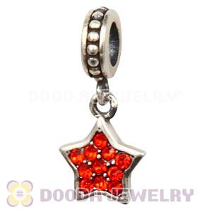 European Sterling Hyacinth Pave Star Dangle With Hyacinth Austrian Crystal