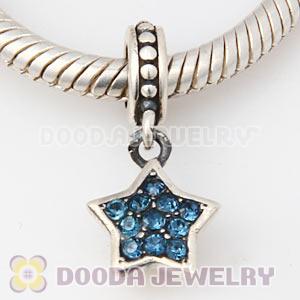 European Sterling Montana Pave Star Dangle With Montana Austrian Crystal