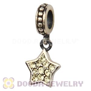European Sterling Jonquil Pave Star Dangle With Jonquil Austrian Crystal