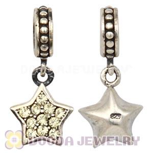 European Sterling Jonquil Pave Star Dangle With Jonquil Austrian Crystal