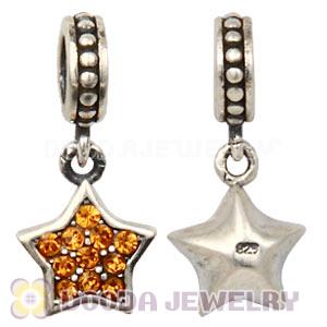European Sterling Topaz Pave Star Dangle With Topaz Austrian Crystal