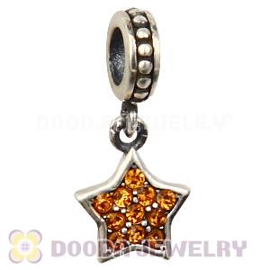 European Sterling Topaz Pave Star Dangle With Topaz Austrian Crystal