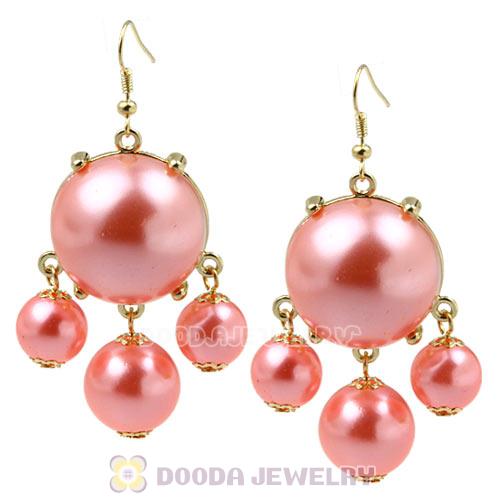 Fashion Gold Plated Pink Pearl Bubble Earrings Wholesale