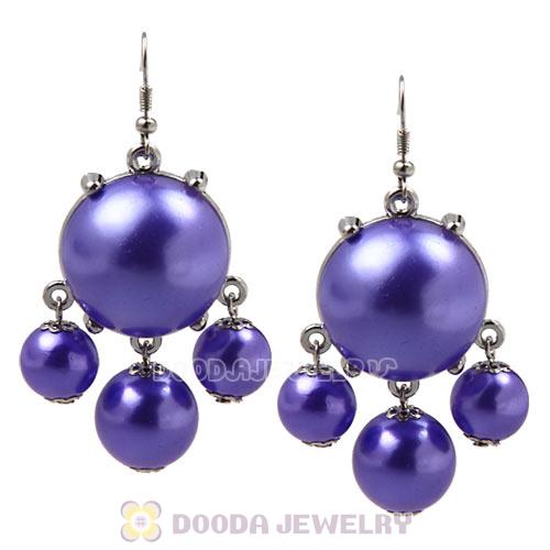 Fashion Silver Plated Dark Purple Pearl Bubble Earrings Wholesale