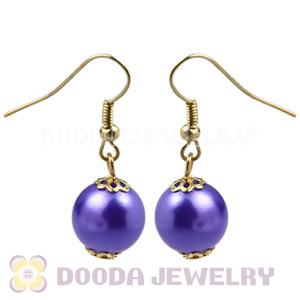 Fashion Gold Plated Dark Purple Pearl Bubble Earrings Wholesale