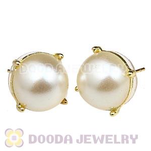 2013 Fashion Gold Plated Cream Pearl Bubble Stud Earrings Wholesale