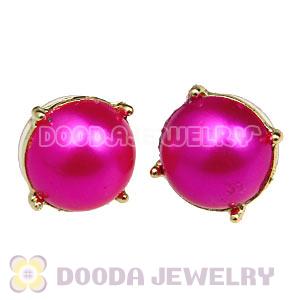 2013 Fashion Gold Plated Dark Fuchsia Pearl Bubble Stud Earrings Wholesale
