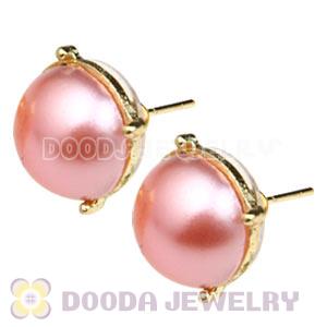 2013 Fashion Gold Plated Pink Pearl Bubble Stud Earrings Wholesale