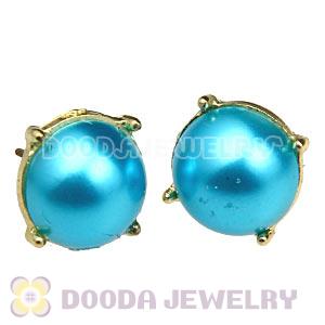2013 Fashion Gold Plated Special Blue Pearl Bubble Stud Earrings Wholesale