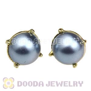 2013 Fashion Gold Plated Grey Pearl Bubble Stud Earrings Wholesale