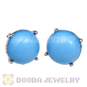 2013 Fashion Silver Plated Dark Sky Blue Bubble Stud Earrings Wholesale