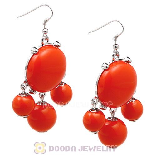 Fashion Silver Plated Drop Orange Bubble Earrings Resin Wholesale