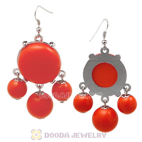 Fashion Silver Plated Drop Orange Bubble Earrings Resin Wholesale