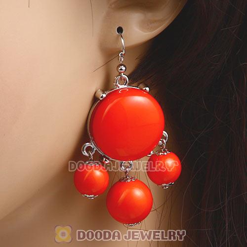 Fashion Silver Plated Drop Orange Bubble Earrings Resin Wholesale