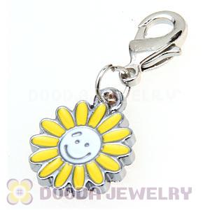 Platinum Plated Enamel European Jewelry Sunflower Charms Wholesale
