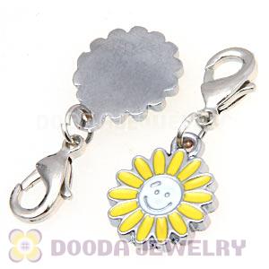 Platinum Plated Enamel European Jewelry Sunflower Charms Wholesale