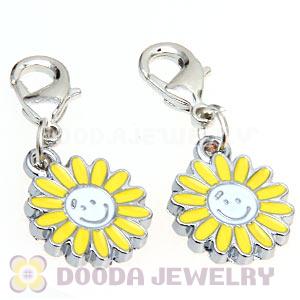 Platinum Plated Enamel European Jewelry Sunflower Charms Wholesale