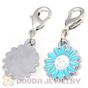 Platinum Plated Enamel European Jewelry Sunflower Charms Wholesale