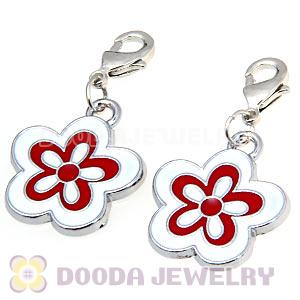 Platinum Plated Enamel European Jewelry Flower Charms Wholesale