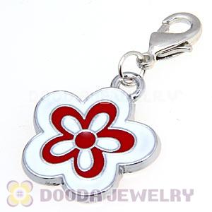 Platinum Plated Enamel European Jewelry Flower Charms Wholesale