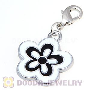 Platinum Plated Enamel European Jewelry Flower Charms Wholesale