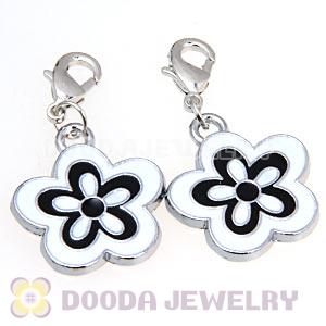 Platinum Plated Enamel European Jewelry Flower Charms Wholesale