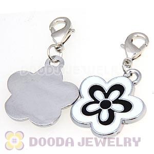 Platinum Plated Enamel European Jewelry Flower Charms Wholesale