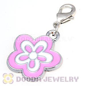 Platinum Plated Enamel European Jewelry Flower Charms Wholesale