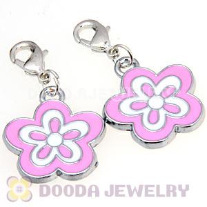 Platinum Plated Enamel European Jewelry Flower Charms Wholesale