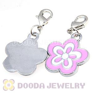 Platinum Plated Enamel European Jewelry Flower Charms Wholesale