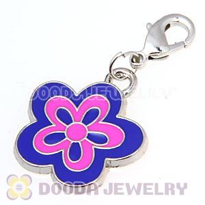 Platinum Plated Enamel European Jewelry Flower Charms Wholesale