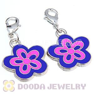 Platinum Plated Enamel European Jewelry Flower Charms Wholesale