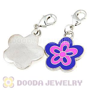 Platinum Plated Enamel European Jewelry Flower Charms Wholesale