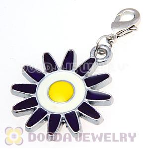 Platinum Plated Enamel European Jewelry Flower Charms Wholesale