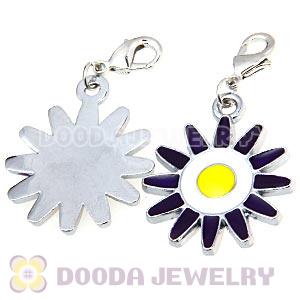 Platinum Plated Enamel European Jewelry Flower Charms Wholesale
